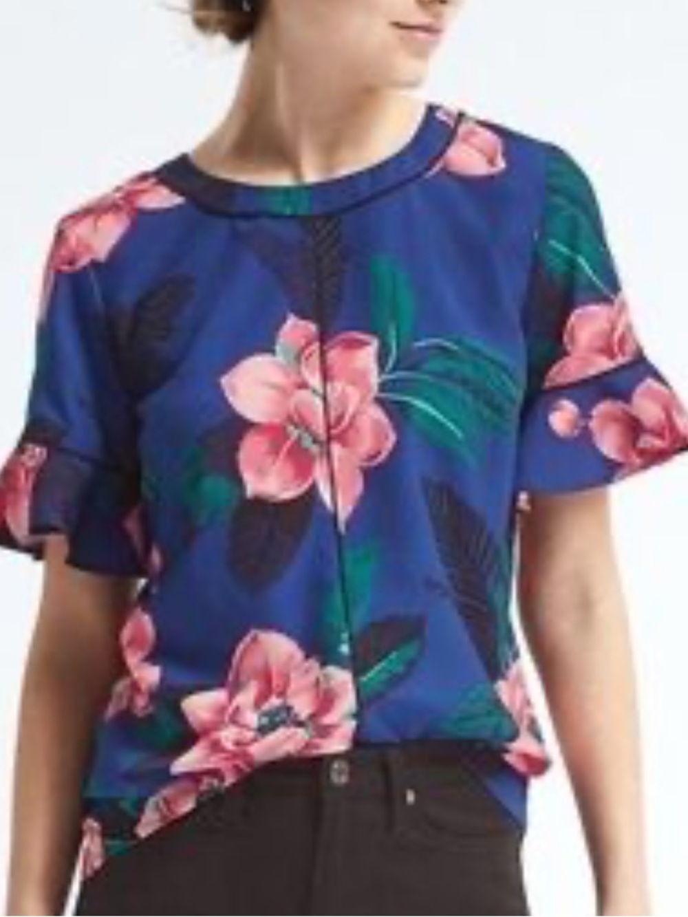 Banana Republic Floral Ruffle Sleeve Blouse
